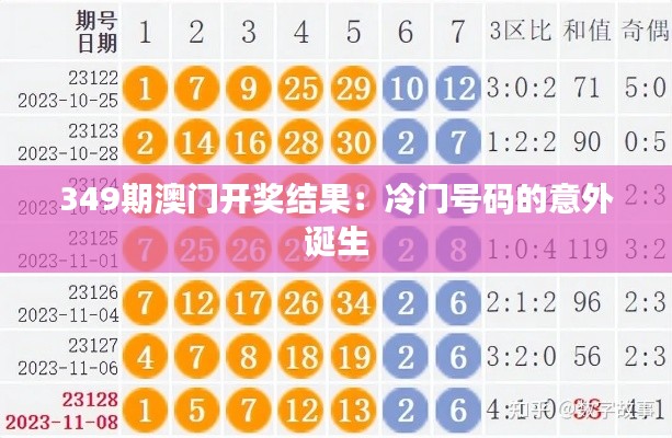 349期澳门开奖结果:冷门号码的意外诞生